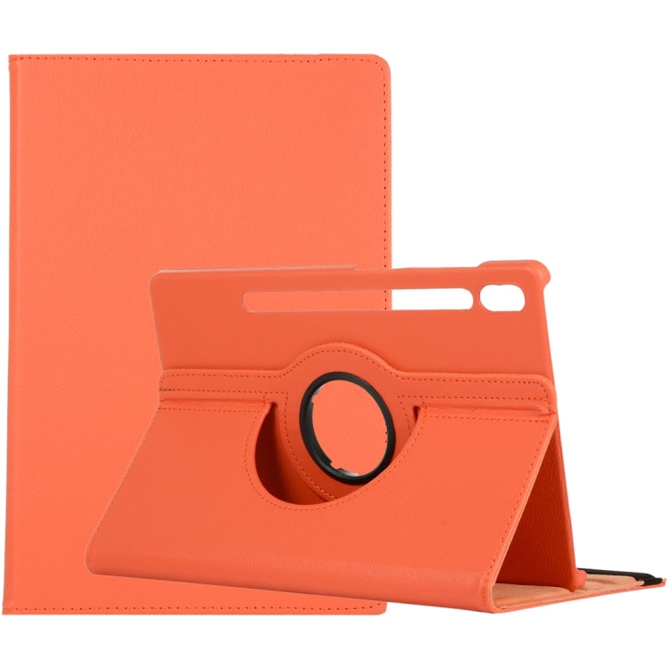 For Samsung Galaxy Tab S9 360 Degrees Rotation Holder Litchi Texture Leather Tablet Case(Orange) - Galaxy Tab S9 Cases by PMC Jewellery | Online Shopping South Africa | PMC Jewellery | Buy Now Pay Later Mobicred