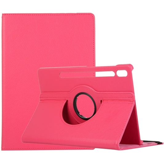 For Samsung Galaxy Tab S9 360 Degrees Rotation Holder Litchi Texture Leather Tablet Case(Rose Red) - Galaxy Tab S9 Cases by PMC Jewellery | Online Shopping South Africa | PMC Jewellery | Buy Now Pay Later Mobicred