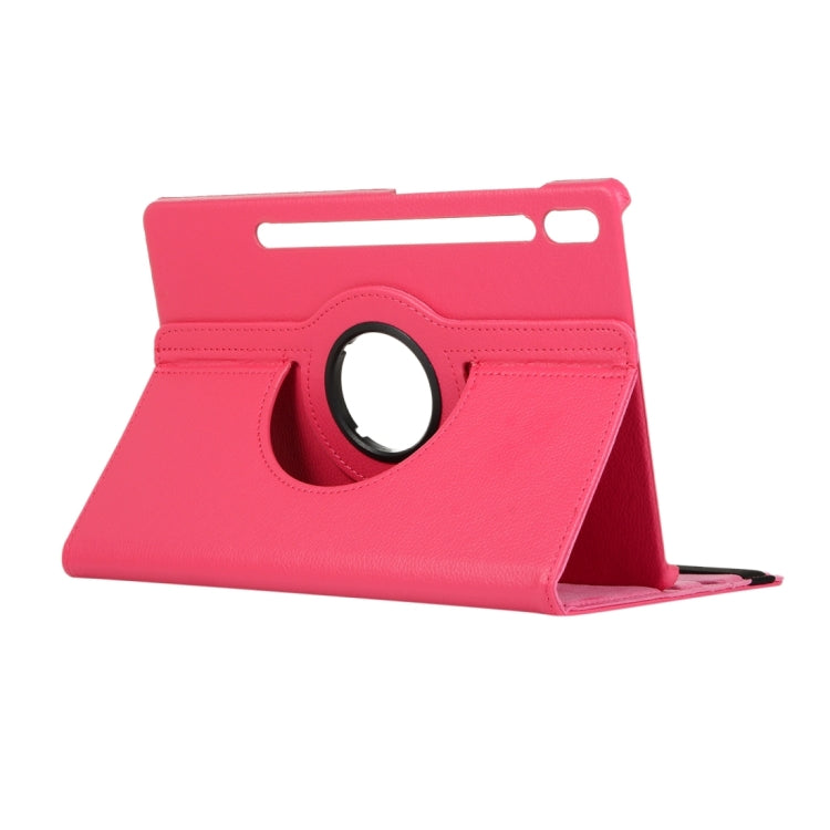 For Samsung Galaxy Tab S9 360 Degrees Rotation Holder Litchi Texture Leather Tablet Case(Rose Red) - Galaxy Tab S9 Cases by PMC Jewellery | Online Shopping South Africa | PMC Jewellery | Buy Now Pay Later Mobicred