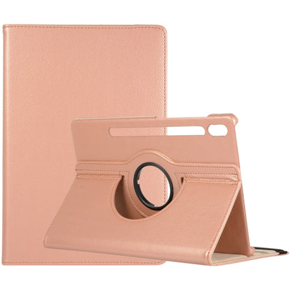 For Samsung Galaxy Tab S9 Ultra 360 Degrees Rotation Holder Litchi Texture Leather Tablet Case(Rose Gold) - Galaxy Tab S9 Ultra Cases by PMC Jewellery | Online Shopping South Africa | PMC Jewellery | Buy Now Pay Later Mobicred