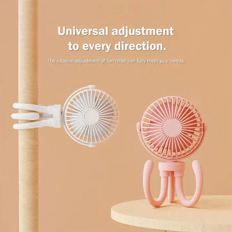 T8 2000mAh Flexible Octopus Tripod Rotatable Portable Fan(Pink) - free shipping - PMC TechLife - Order now!