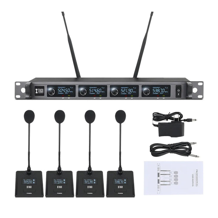 XTUGA A140-C Wireless Microphone System 4-Channel UHF Four Conference Mics(UK Plug) - Microphone by XTUGA | Online Shopping South Africa | PMC Jewellery | Buy Now Pay Later Mobicred