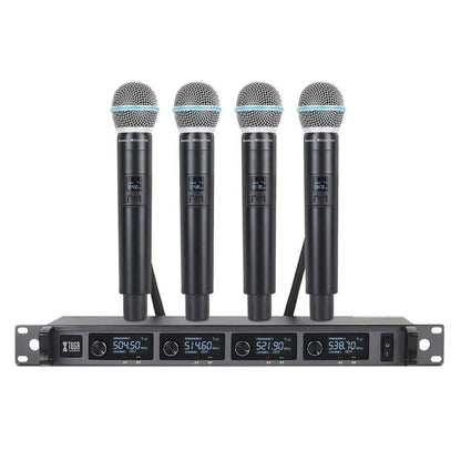 XTUGA A140-H Wireless Microphone System 4 Channel UHF Handheld Microphone(AU Plug) - Microphone by XTUGA | Online Shopping South Africa | PMC Jewellery | Buy Now Pay Later Mobicred