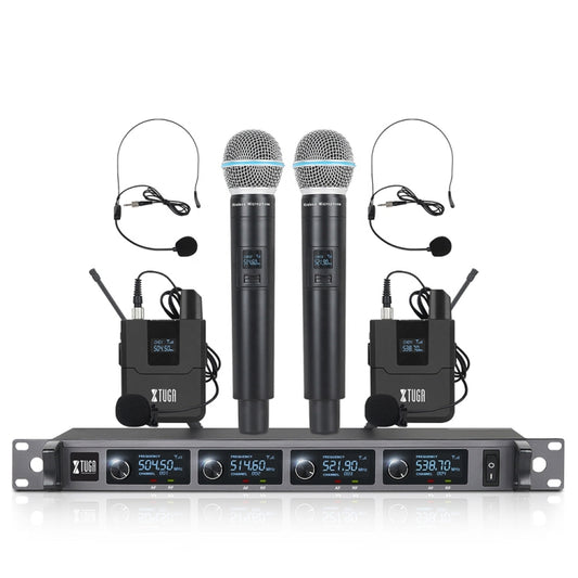 XTUGA A140-HB Wireless Microphone System 4 Channel Handheld Lavalier Headset Microphone(AU Plug) - Microphone by XTUGA | Online Shopping South Africa | PMC Jewellery | Buy Now Pay Later Mobicred