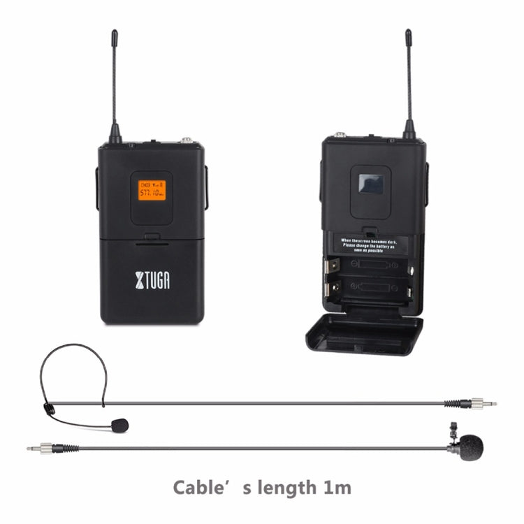 XTUGA A400-B Professional 4-Channel UHF Wireless Microphone System with 4 BodyPack Lavalier Headset Microphone(US Plug) - Microphone by XTUGA | Online Shopping South Africa | PMC Jewellery | Buy Now Pay Later Mobicred