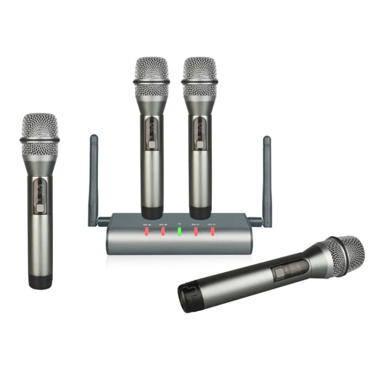 XTUGA U-F4600 Professional 4-Channel UHF Wireless Microphone System with 4 Handheld Microphone(EU Plug) - Microphone by XTUGA | Online Shopping South Africa | PMC Jewellery | Buy Now Pay Later Mobicred