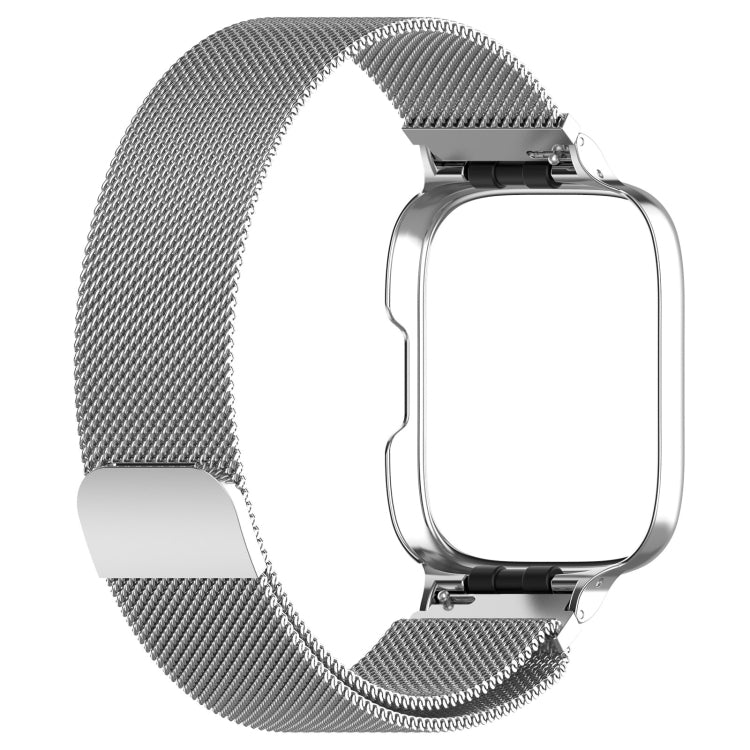 For Redmi Watch 3 Lite / Watch 3 Active 2 in 1 Milan Metal Watch Band with Watch Frame(Silver) - Watch Bands by PMC Jewellery | Online Shopping South Africa | PMC Jewellery