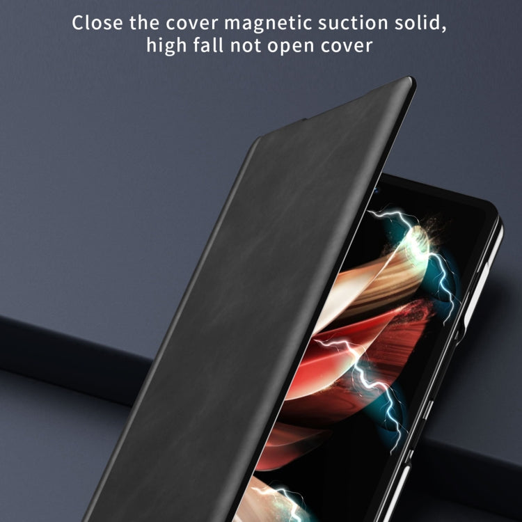 For Honor Magic V2 Celebrity Series Napa Texture Shockproof Phone Leather Case(Black) - Honor Cases by PMC TechLife | Online Shopping South Africa | PMC TechLife | Buy Now Pay Later Mobicred