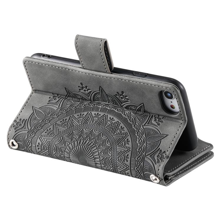 For iPhone 16e Multi-Card Totem Zipper Leather Phone Case(Grey) - free shipping - PMC TechLife - Order now!