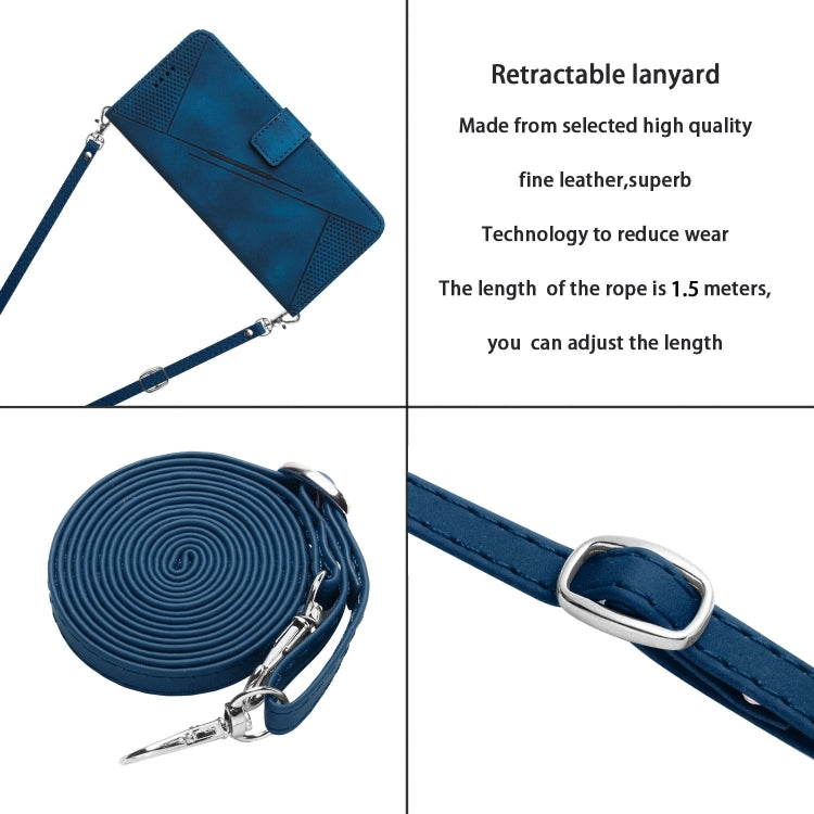 For Motorola Edge 2024 Dream Triangle Leather Phone Case with Lanyard(Blue) - free shipping - PMC Jewellery - Order now!