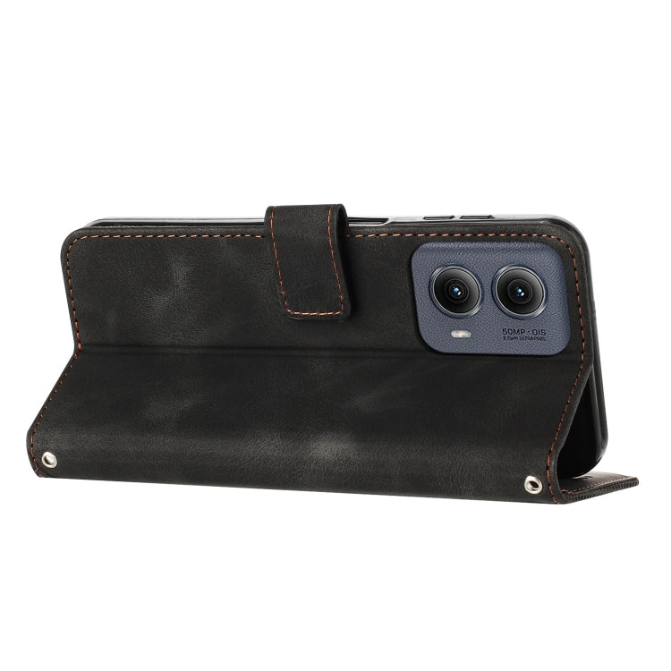 For Motorola Edge 2024 Dream Triangle Leather Phone Case with Lanyard(Black) - Motorola Cases by PMC Jewellery | Online Shopping South Africa | PMC Jewellery | Buy Now Pay Later Mobicred
