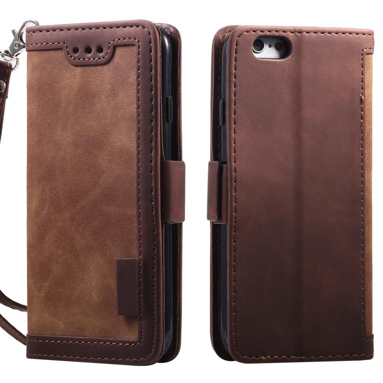 For iPhone 16e Retro Splicing Horizontal Flip Leather Phone Case(Brown) - iPhone 16e Cases by PMC TechLife | Online Shopping South Africa | PMC TechLife | Buy Now Pay Later Mobicred