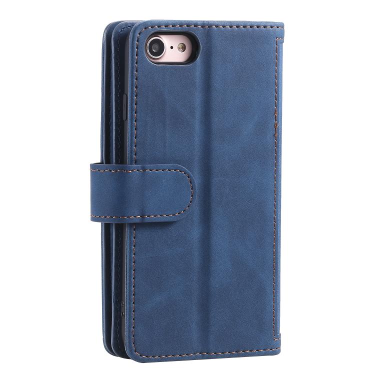 For iPhone 16e Nine Card Zipper Bag Leather Phone Case with Lanyard(Blue) - iPhone 16e Cases by PMC TechLife | Online Shopping South Africa | PMC TechLife | Buy Now Pay Later Mobicred