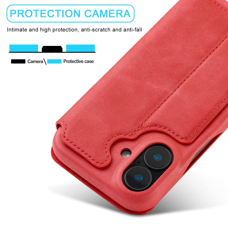 For iPhone 16 Plus LC.IMEEKE Hon Ancient Series Flip Leather Phone Case(Red) - iPhone 16 Plus Cases by LC.IMEEKE | Online Shopping South Africa | PMC Jewellery | Buy Now Pay Later Mobicred