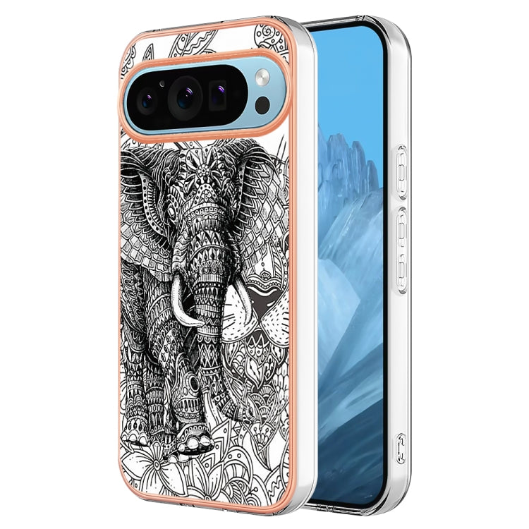 For Google Pixel 9 / 9 Pro Electroplating Dual-side IMD Phone Case(Totem Elephant) - Google Cases by PMC Jewellery | Online Shopping South Africa | PMC Jewellery | Buy Now Pay Later Mobicred