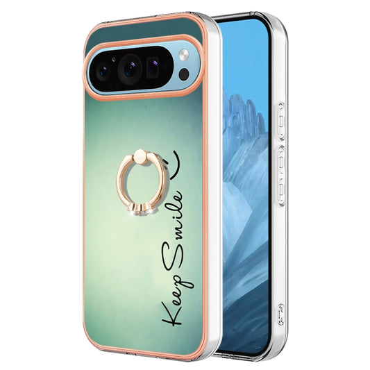 For Google Pixel 9 Pro XL Electroplating Dual-side IMD Phone Case with Ring Holder(Smile) - Google Cases by PMC Jewellery | Online Shopping South Africa | PMC Jewellery | Buy Now Pay Later Mobicred