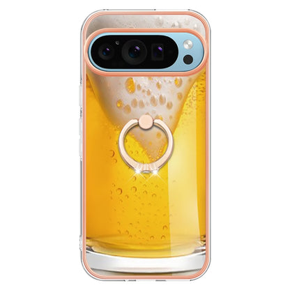 For Google Pixel 9 Pro XL Electroplating Dual-side IMD Phone Case with Ring Holder(Draft Beer) - Google Cases by PMC Jewellery | Online Shopping South Africa | PMC Jewellery | Buy Now Pay Later Mobicred