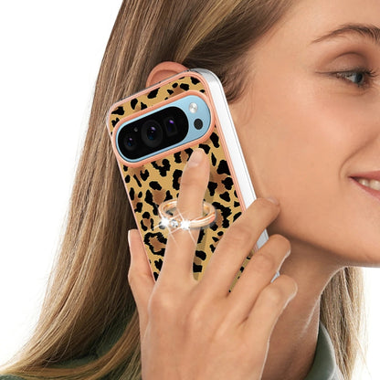 For Google Pixel 9 / 9 Pro Electroplating Dual-side IMD Phone Case with Ring Holder(Leopard Print) - Google Cases by PMC Jewellery | Online Shopping South Africa | PMC Jewellery | Buy Now Pay Later Mobicred