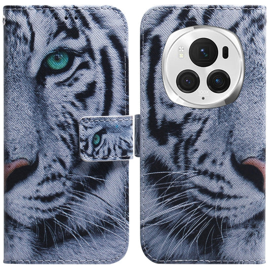 For Honor Magic6 Pro Coloured Drawing Flip Leather Phone Case(Tiger) - Honor Cases by PMC Jewellery | Online Shopping South Africa | PMC Jewellery | Buy Now Pay Later Mobicred