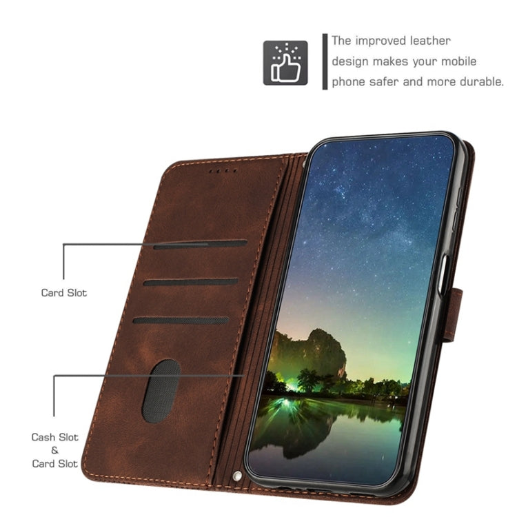 For OPPO A54 / A74 / A93 Dream Triangle Leather Phone Case with Lanyard(Brown) - OPPO Cases by PMC Jewellery | Online Shopping South Africa | PMC Jewellery | Buy Now Pay Later Mobicred