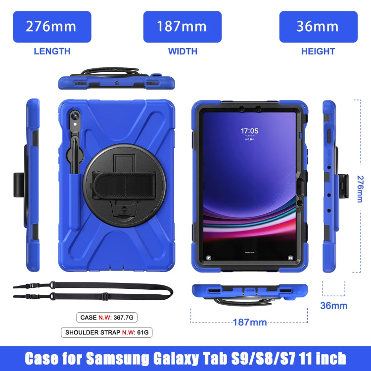 For Samsung Galaxy Tab S9 / S8 / S7 Rotary Handle Grab TPU + PC Tablet Case(Blue) - Galaxy Tab S9 Cases by PMC Jewellery | Online Shopping South Africa | PMC Jewellery | Buy Now Pay Later Mobicred