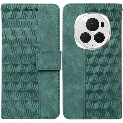 For Honor Magic6 Pro Geometric Embossed Leather Phone Case(Green) - Honor Cases by PMC Jewellery | Online Shopping South Africa | PMC Jewellery | Buy Now Pay Later Mobicred