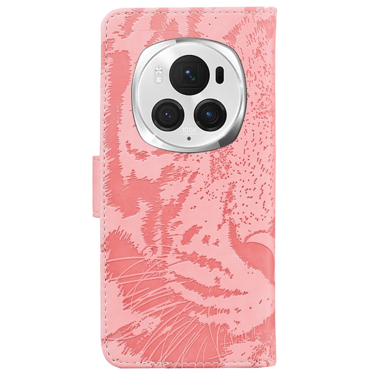 For Honor Magic6 Pro Tiger Embossing Pattern Flip Leather Phone Case(Pink) - Honor Cases by PMC Jewellery | Online Shopping South Africa | PMC Jewellery | Buy Now Pay Later Mobicred