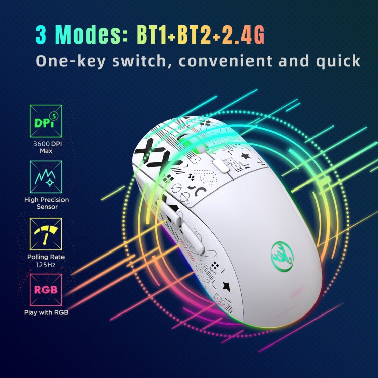 HXSJ T90 RGB Light Three-mode Wireless Gaming Mouse(Black) - Wireless Mice by HXSJ | Online Shopping South Africa | PMC TechLife | Buy Now Pay Later Mobicred