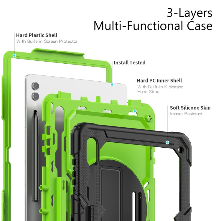 For Samsung Galaxy Tab S9 Ultra / S8 Ultra Silicone + PC Tablet Case(Black+Yellow Green) - Galaxy Tab S9 Ultra Cases by PMC Jewellery | Online Shopping South Africa | PMC Jewellery | Buy Now Pay Later Mobicred