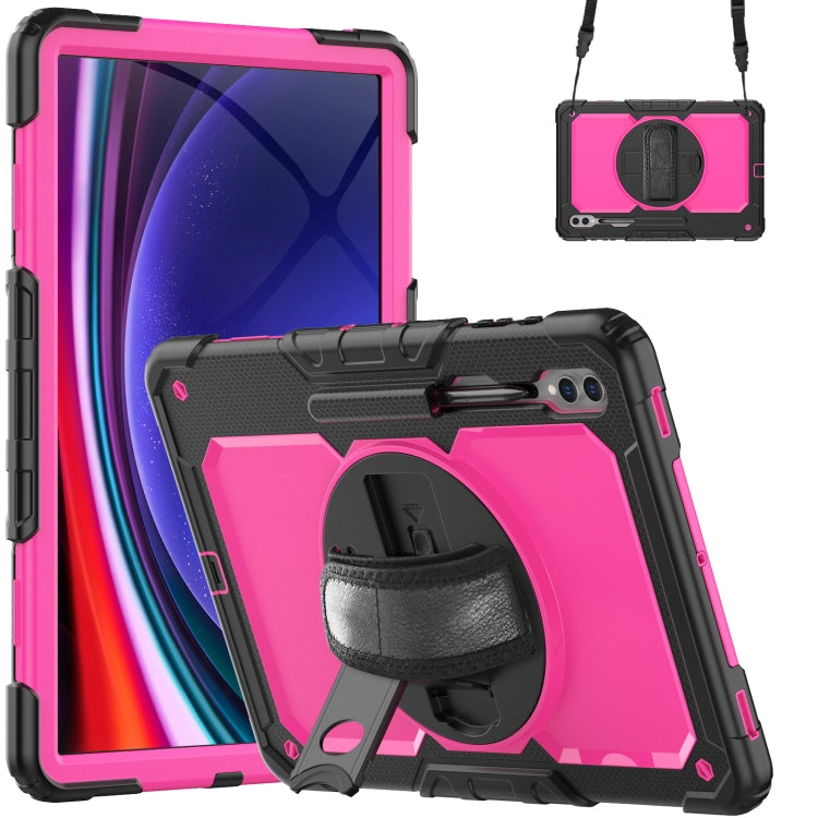 For Samsung Galaxy Tab S9 Ultra / S10 Ultra Silicone Hybrid PC Tablet Protective Case(Black+Rose Red) - free shipping - PMC Jewellery - Order now!