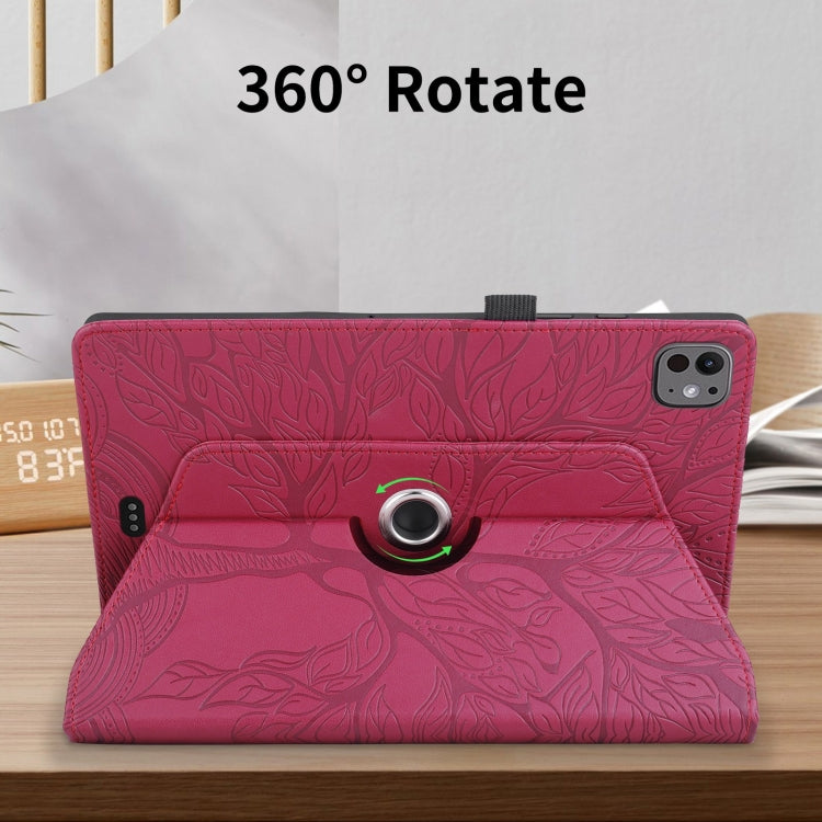 For iPad Pro 11 2024 Tree Life Embossed Rotation Leather Smart Tablet Case(Red) - iPad Pro 11 2024 Cases by PMC TechLife | Online Shopping South Africa | PMC TechLife | Buy Now Pay Later Mobicred
