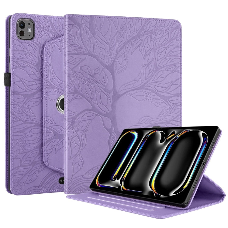 For iPad Pro 13 2024 Tree Life Embossed Rotation Leather Smart Tablet Case(Purple) - iPad Pro 13 2024 Cases by PMC TechLife | Online Shopping South Africa | PMC TechLife | Buy Now Pay Later Mobicred