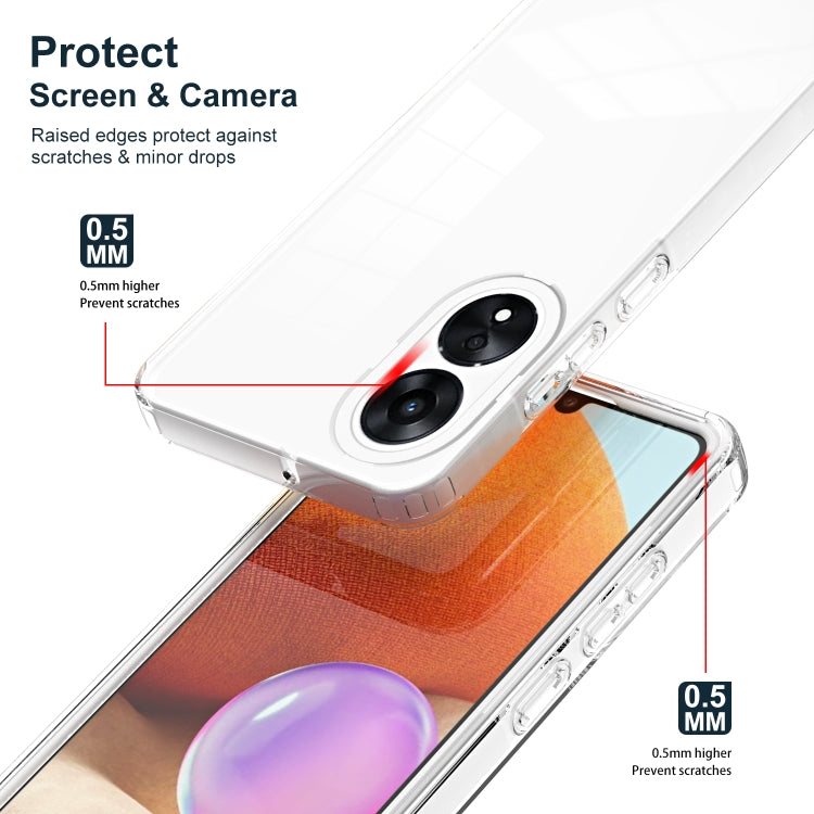 For OPPO A78 4G 3 in 1 Clear TPU Color PC Frame Phone Case(White) - OPPO Cases by PMC Jewellery | Online Shopping South Africa | PMC Jewellery | Buy Now Pay Later Mobicred