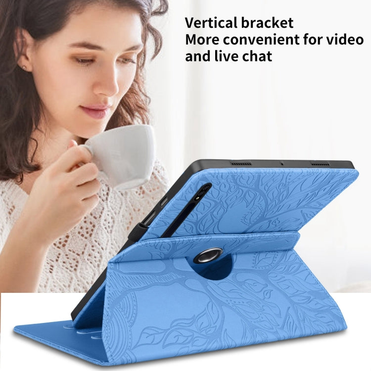 For Samsung Galaxy Tab S10 / S8 / S7 Tree Life Embossed Rotation Leather Tablet Case(Blue) - Tab S10 Cases by PMC Jewellery | Online Shopping South Africa | PMC Jewellery | Buy Now Pay Later Mobicred