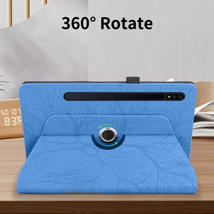 For Samsung Galaxy Tab S10 / S8 / S7 Tree Life Embossed Rotation Leather Tablet Case(Blue) - Tab S10 Cases by PMC Jewellery | Online Shopping South Africa | PMC Jewellery | Buy Now Pay Later Mobicred