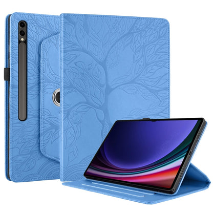 For Samsung Galaxy Tab S9 Ultra/S8 Ultra Tree Life Embossed Rotation Leather Tablet Case(Blue) - Galaxy Tab S9 Ultra Cases by PMC Jewellery | Online Shopping South Africa | PMC Jewellery | Buy Now Pay Later Mobicred