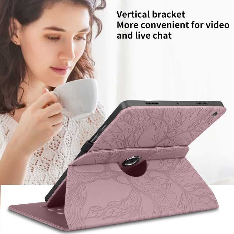 For Amazon Kindle Fire HD8 2022 / 2020 Tree Life Embossed Rotation Leather Tablet Case(Rose Gold) - Amazon by PMC TechLife | Online Shopping South Africa | PMC TechLife | Buy Now Pay Later Mobicred