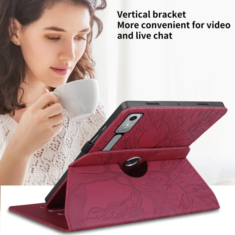 For Lenovo Tab P12 / Xiaoxin Pad Pro 12.7 Tree Life Embossed Rotation Leather Tablet Case(Red) - Lenovo by PMC TechLife | Online Shopping South Africa | PMC TechLife | Buy Now Pay Later Mobicred