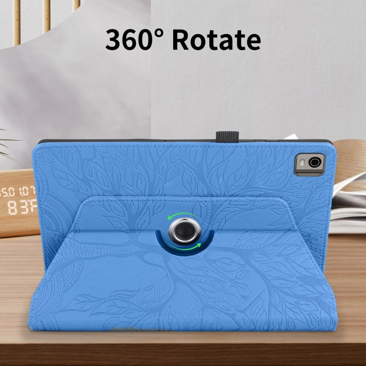 For Nokia T21 Tree Life Embossed Rotation Leather Tablet Case(Blue) - Nokia by PMC TechLife | Online Shopping South Africa | PMC TechLife | Buy Now Pay Later Mobicred