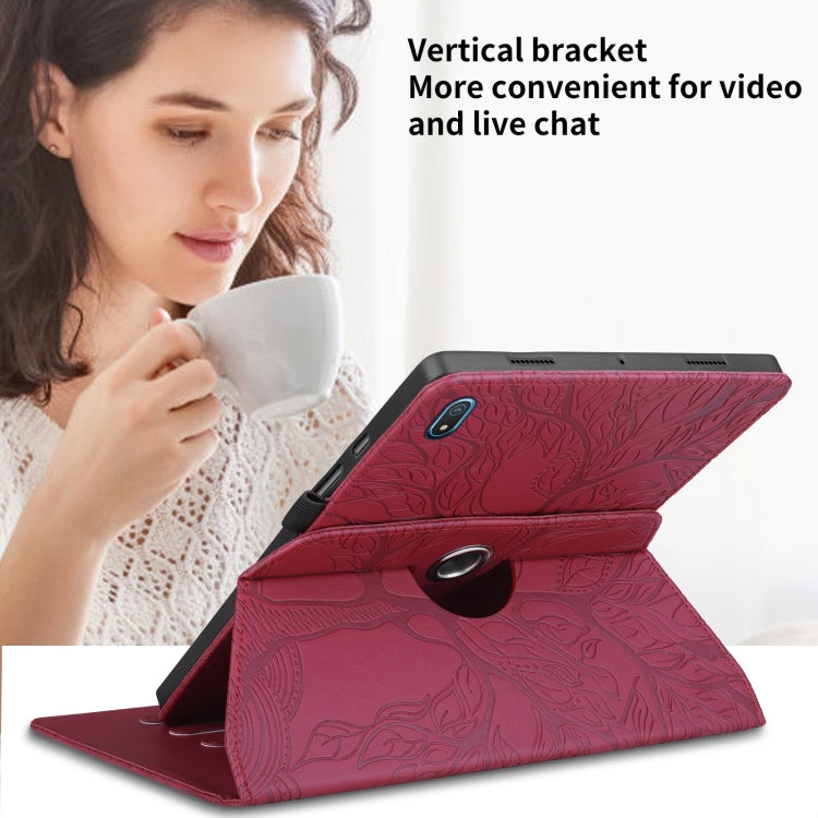 For Nokia T20 10.4 2021 Tree Life Embossed Rotation Leather Tablet Case(Red) - Nokia by PMC TechLife | Online Shopping South Africa | PMC TechLife | Buy Now Pay Later Mobicred