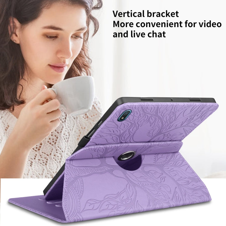 For Nokia T20 10.4 2021 Tree Life Embossed Rotation Leather Tablet Case(Purple) - Nokia by PMC TechLife | Online Shopping South Africa | PMC TechLife | Buy Now Pay Later Mobicred