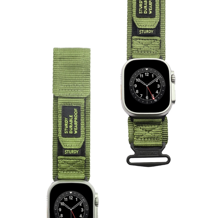 For Apple Watch Ultra 49mm AW Nylon Two-Section Watch Band(Army Green) - Watch Bands by PMC Jewellery | Online Shopping South Africa | PMC Jewellery | Buy Now Pay Later Mobicred