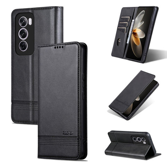 For OPPO Reno12 Global AZNS Magnetic Calf Texture Flip Leather Phone Case(Black) - Reno12 Cases by AZNS | Online Shopping South Africa | PMC Jewellery | Buy Now Pay Later Mobicred