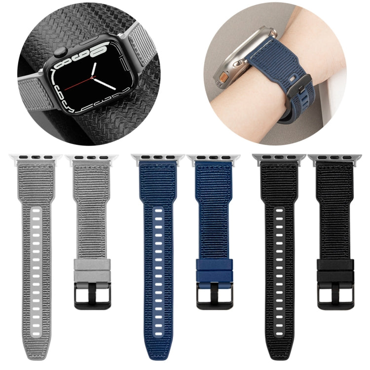 For Apple Watch Series 9 41mm Hybrid Braid Nylon Silicone Watch Band(Black) - Watch Bands by PMC TechLife | Online Shopping South Africa | PMC TechLife