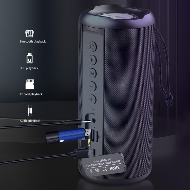 Zealot S46 TWS Portable Wireless Bluetooth Speaker with Colorful Light(Black) - free shipping - PMC Jewellery - Order now!