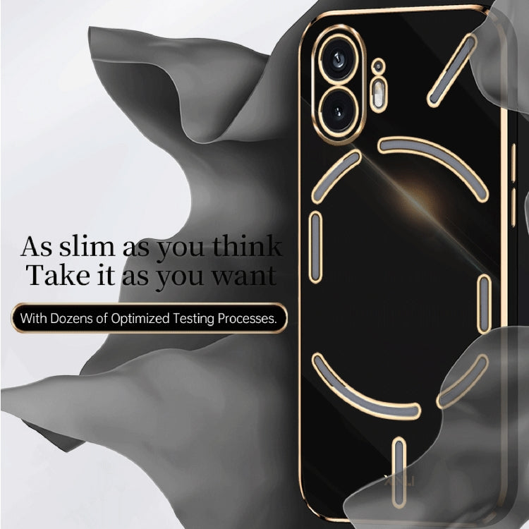 For Nothing Phone 2 XINLI Straight Edge 6D Electroplate TPU Phone Case(Black) - Nothing Cases by XINLI | Online Shopping South Africa | PMC Jewellery | Buy Now Pay Later Mobicred
