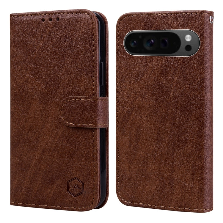 For Google Pixel 9 Skin Feeling Oil Leather Texture PU + TPU Phone Case(Brown) - Google Cases by PMC Jewellery | Online Shopping South Africa | PMC Jewellery | Buy Now Pay Later Mobicred