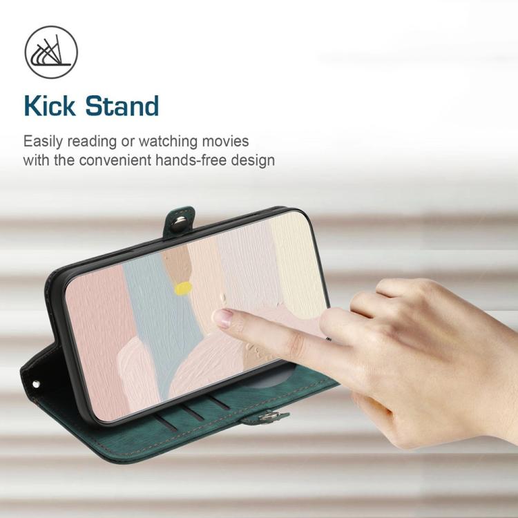 For iPhone 17 Air Side Buckle Double Fold Hand Strap Leather Phone Case(Dark Green) - free shipping - PMc TechLife - Order now!