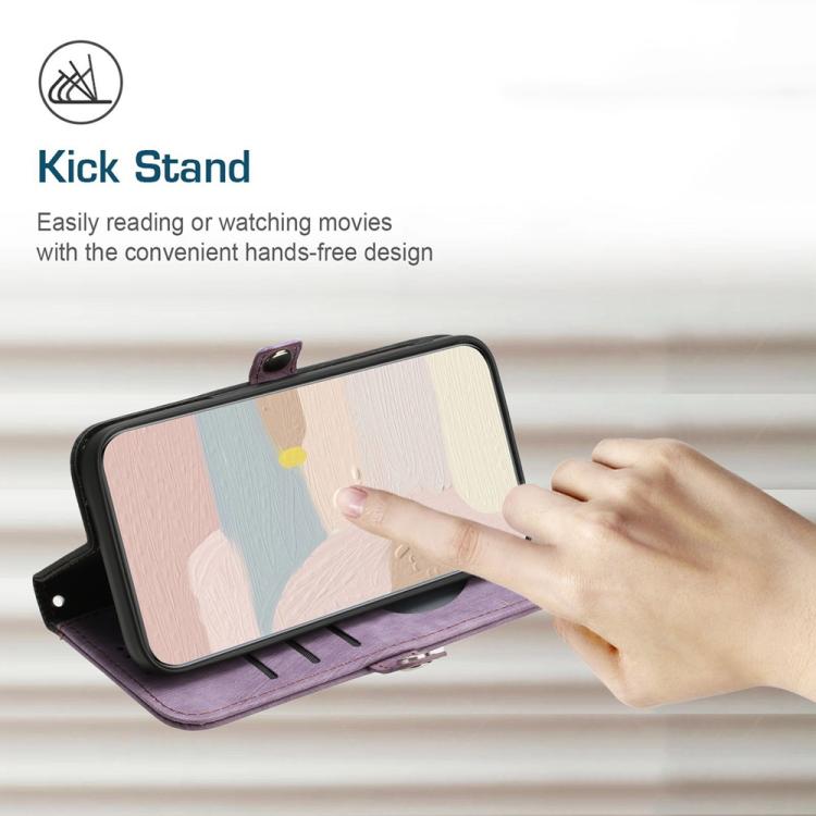 For iPhone 17 Pro Max Side Buckle Double Fold Hand Strap Leather Phone Case(Purple) - free shipping - PMc TechLife - Order now!