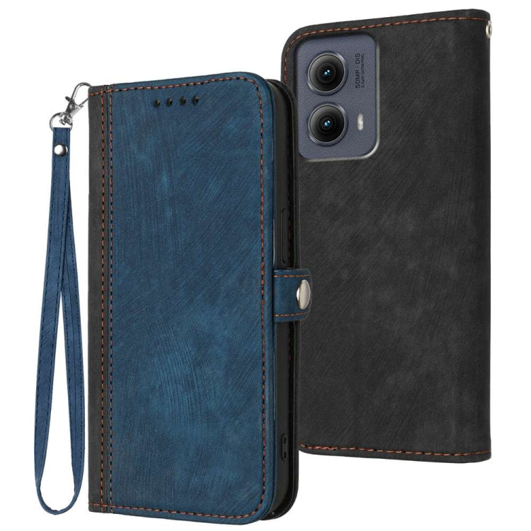 For Motorola Edge 5G 2024 Side Buckle Double Fold Hand Strap Leather Phone Case(Royal Blue) - Motorola Cases by PMC Jewellery | Online Shopping South Africa | PMC Jewellery | Buy Now Pay Later Mobicred